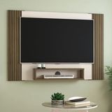 Painel Para Tv Com Nicho Cine Artely Cor Pinho/pinho Ripado C/off White
