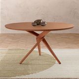 Mesa De Jantar Redonda Com Tampo Laminado Miami Madeira Maciça Imbuia