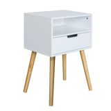 Mesa De Cabeceira Amália 1 Gtv Branca E Natural