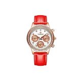 Relógio Feminino Elegante De Couro Wishdoit Wsd-13n À Prova
