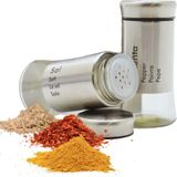 Sv1-kit Saleiro E Pimenteiro De Vidro Com Tampas De Inox