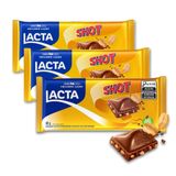 Chocolate Shot Com Amendoim Lacta Kit 3 Barras De 80g