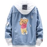 Jaqueta Jeans, Estilo Solto, Design Criativo, Urso, Jogando Golfe