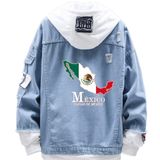 Jaqueta Jeans Sanmu Folgada Com Estampa Da Bandeira Do Mapa Mexicano
