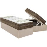 Cama Box Baú Solteiro: Colchão Molas Ensacadas Ortobom Superpocket Gold Visco Ultragel Pilow Touch + Base Crc Suede Clean(88x188)