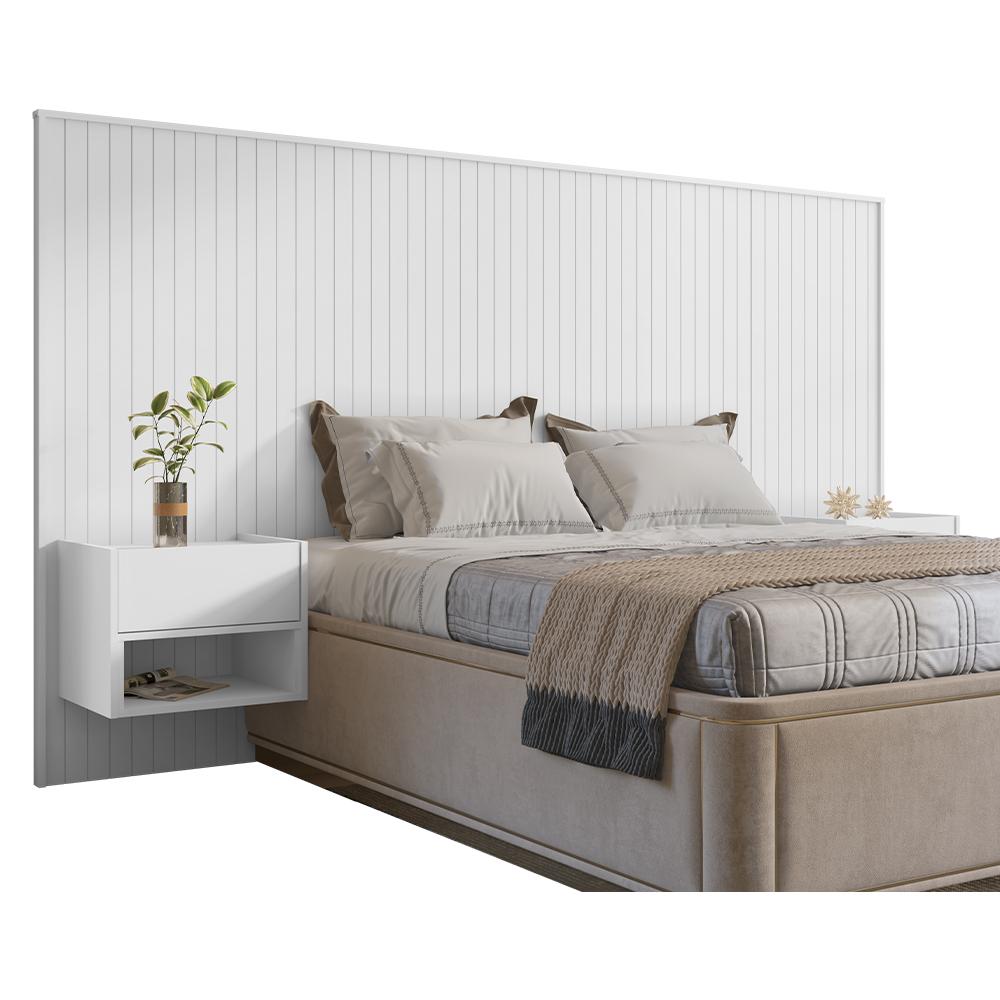 Cabeceira Florença Casal E Queen Com 2 Mesas De Cabeceira Branco