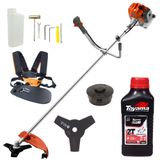 Máquina De Cortar Grama Á Gasolina Tekna Rl430acntk 2t 43cc 1,7hp Roçadeira Com Lâmina De Corte 3 Pontas + Carretel Nylon + Óleo Toyama 2t