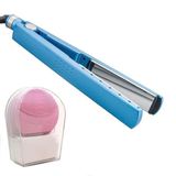 Kit 1 Prancha Nanotitanium + 1 Esponja Facial Rosa Bebê N35