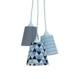 Lustre Pendente Luminária Teto Quarto Bebê Azul E Branco Bivolt