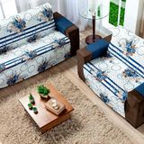 Protetor Sofa Estampado Isabela 2 E 3 Lugares - Floral Azul Marinho