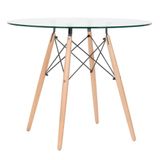 Mesa De Jantar Redonda Eames Eiffel Com Tampo De Vidro 90 Cm Incolor