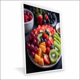 Quadro Salada De Frutas Vinil Com Vidro Tamanho-moldura 20x20 Baixa Cor Branca