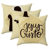 Kit 3 Capas Almofadas Jesus Cristo Salvador 45x45 Id Decor