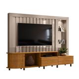 Estante Home Theater Com Led Le Mans 2,40 M Cor Fendi Naturale - Madetec