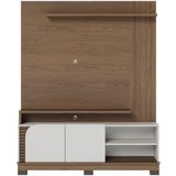 Estante Painel Para Tv 65 Pol 152cm Mayer C04 Amêndoa Off White Matte