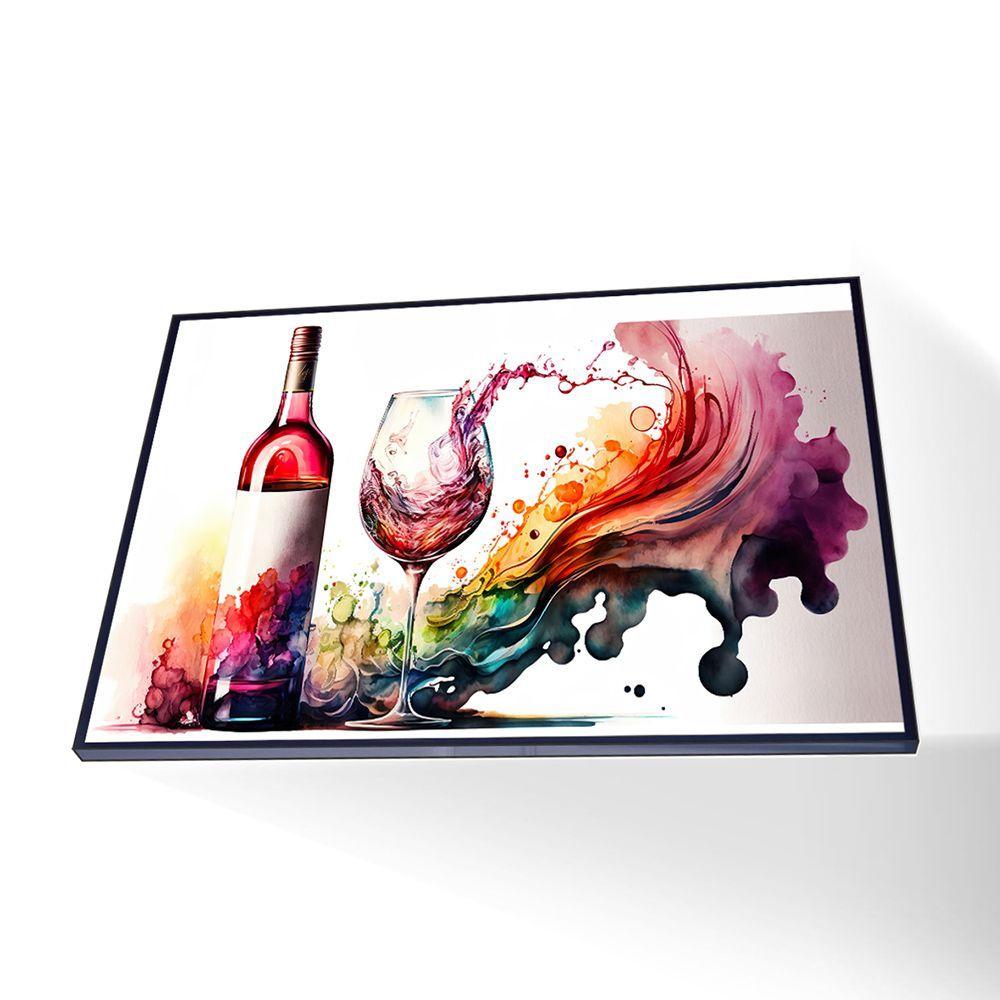 Quadro Vinho Colorido Canvas Com Vidro Tamanho-moldura 60x40 Caixa Cor ...