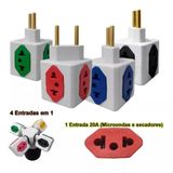 Kit 10 Adaptador Tomada Pino Cubo Colorido 4 Saídas 10a 20a