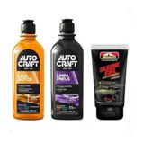 Kit Lava Carro Moto Shampoo Pretinho Silicone Automotivo