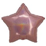 Balão Holográfico Estrela Com Canudo Rose Gold 18 - Silver Plastic - 1 Unidade