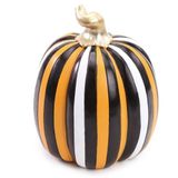 Abóbora Listras Branco - Preto - Laranja Para Decoração De Halloween - Cromus - 1un