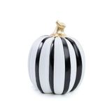 Abóbora Listras Branco - Preto Para Decoração De Halloween - Cromus - 1un