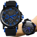Relogio Masculino Preto Qualidade Casual Azul Social Presente Ajustavel Analogico Original