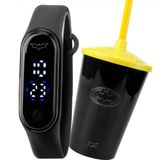 Infantil Prova Dagua Preto Relogio Digital Led + Copo Batman Qualidade Original Silicone