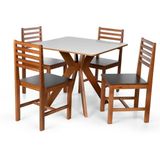 Conjunto Mesa De Jantar Isadora E Cadeiras Luna Assento Mdf Madeira Maciça Branco/preto