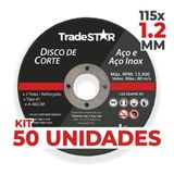 Kit 50 Discos De Corte Metal Inox 115x1,2mm Esmerilhadeira