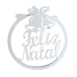 Enfeite Redondo De Porta Feliz Natal (30x28,5) Branco