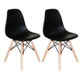 2 Cadeiras Dkr - Estilo Charles Eames Eiffel - Preto Fosco