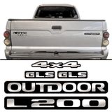 Kit Adesivo Mitsubishi L200 Outdoor Gls 4x4 Resinado Relevo Cor Preto
