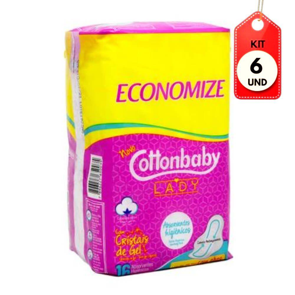 Kit C/06 Cottonbaby Lady Suave C/ Abas C/16 Absorvente