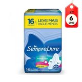 Kit C/06 Sempre Livre Adapt Fit Suave Absorventes C/ Abas C/16