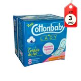 Kit C/03 Cottonbaby Lady Suave S/ Abas C/8 Absorvente