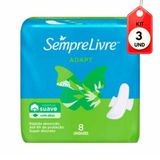 Kit C/03 Sempre Livre Adapt Suave Absorventes C/ Abas C/8