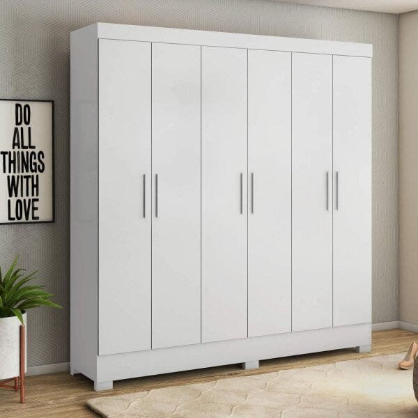 Guarda-roupa Casal 6 Portas 3 Gavetas Prático  Branco