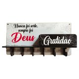 Porta Chaves Chave E Carteira Deus Gratidao Multi Uso Mdf