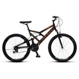 Bicicleta Gps Aro 26 Aço 21 Marchas Dupla Suspensão Freio V-brake Preto/laranja
