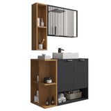 Gabinete De Banheiro Com Cuba E Espelheira Lizzi B02 Preto Fosco-naturalle