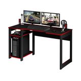 Mesa Para Computador Gamer 2 Prateleiras Preto/vermelho