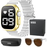 Relógio Feminino Digital Pulseira Ajustável + Óculos Sol