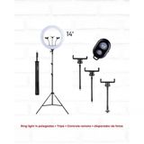 Ring Light 14&quot; + Tripé 160cm + Adaptador Ball Head