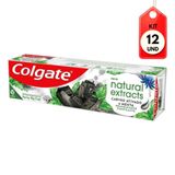 Kit C/12 Colgate Natural Extracts Creme Dental Carvão Ativado 90g