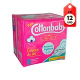 Kit C/12 Cottonbaby Lady Suave C/ Abas C/8 Absorvente