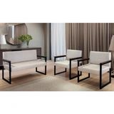 Conjunto Sofa 1 E 2 Lug Niteroi Courino Preto Preto Fosco