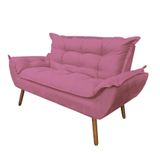 Namoradeira Decorativa Opala Sala De Estar Tecido Suede Rosa Kimi Decor