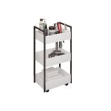 Carrinho De Apoio Estética Salão Industrial 3 Prateleiras Lille Branco-pto M12 - D&#39;rossi