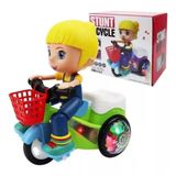 Moto Triciclo Menina Empina Gira 360° Luzes Sons Personagem Boneca Cabelo