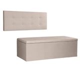 Kit Painel E Calçadeira Baú King 1,95m Berlim Suede - Pallazio Cor Bege